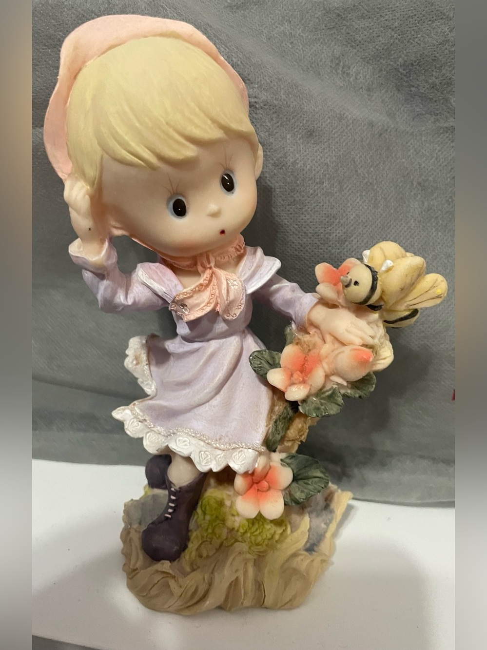 Pastel Pink & Lavender Girl Figurine Ceramic Sculpture